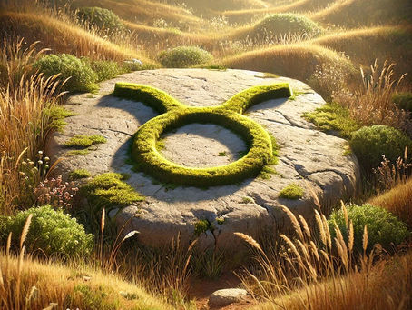 Härän horoskooppimerkki osana rauhallista ja maadoittavaa maisemaa, jossa maanläheiset sävyt ja pehmeä valo symboloivat vakautta, kestävyyttä ja hiljaista voimaa vuonna 2026.