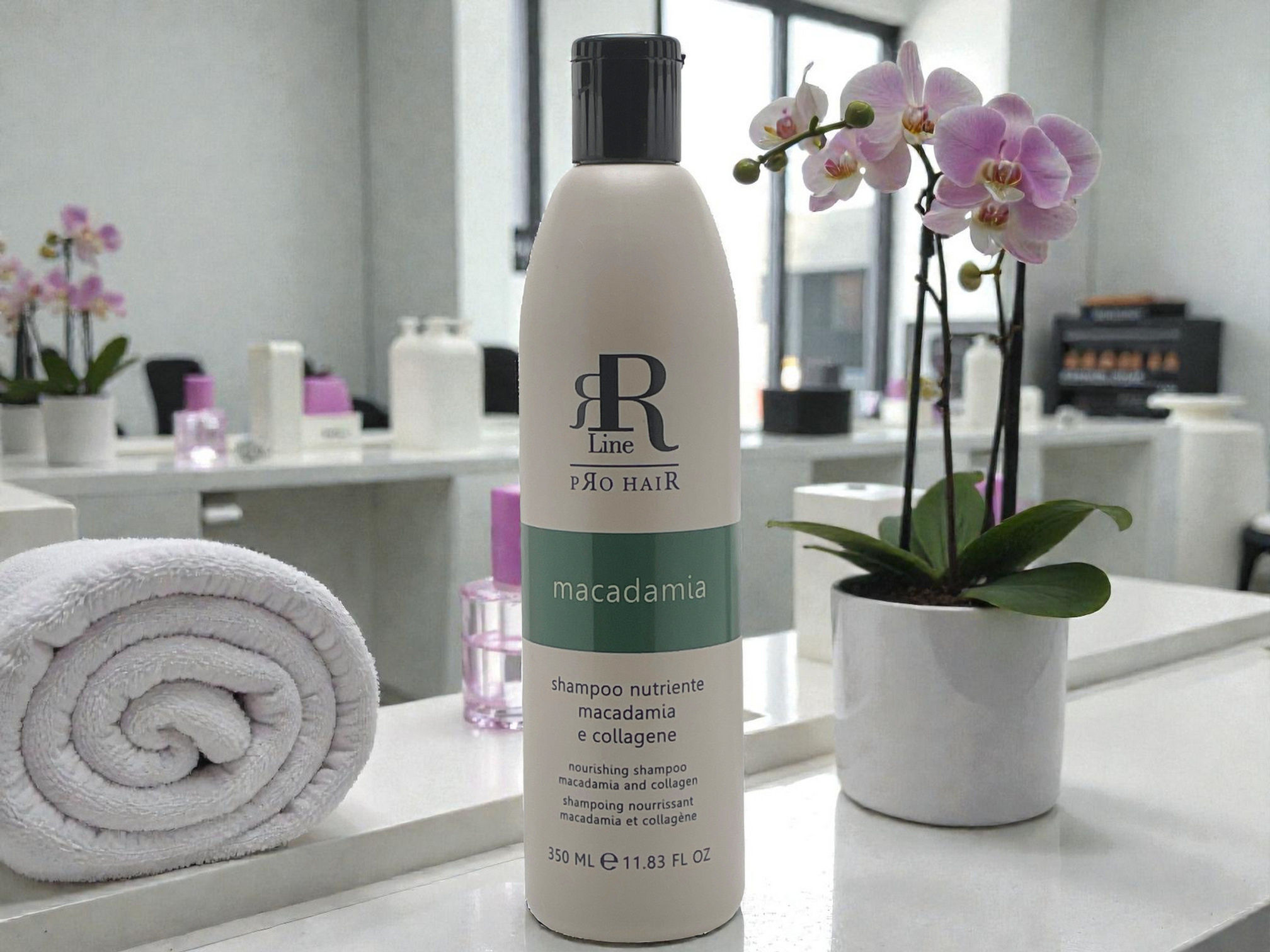 RR Pro Hair Macadamia & Kollageeni shampoo 350 ml Skyhair kampaamotukku Sky Hair Beaute kampaamotarvikkeet hiustenhoito