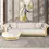 Thumbnail: Canapé sectionnel d'angle moderne en L blanc Dodiy 5 places en cuir avec chaises