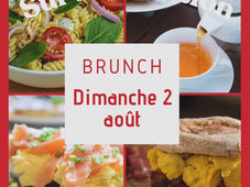 Dimanche 2 août on commence bien le mois avec une composition fraîche et gourmande. 🍹Jus d'Orange pressé ou jus de carottes, orange et citron 🍹 Café ou thé 🍹 Salade de pâtes tomates cerises, tomates séchées et mini boursin 🍹 Croissant beurre et confiture 🍹 Egg muffin (oeufs brouillés, Bacon, cheddar) OU toast oeuf/saumon crème d'avocat.