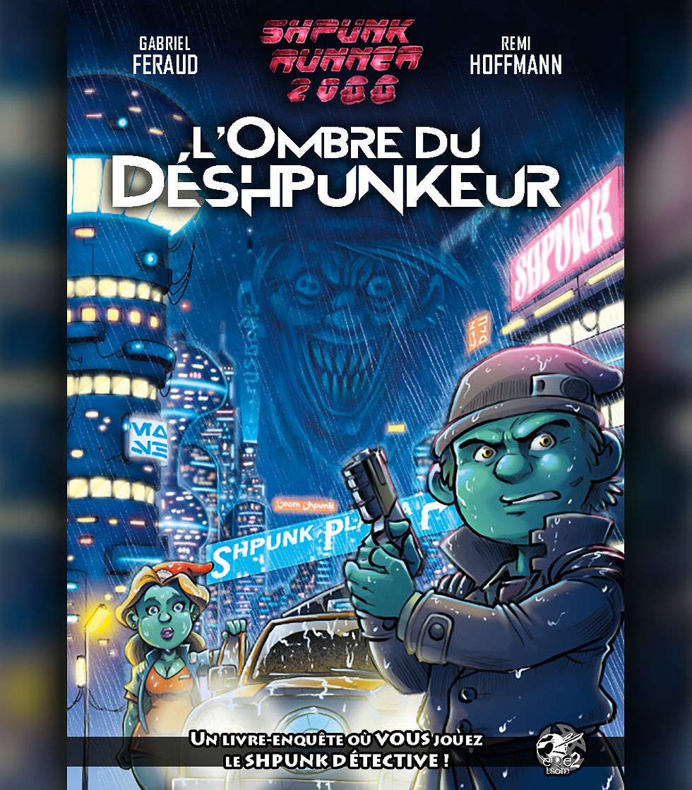Petit cadeau du week-end ! 🎁⚙️💚 On vous en parle depuis longtemps : le Livre dont VOUS êtes le héros des Shpunks arrive bientôt ! 📖✨ Il reste encore pas mal de finalisation, de corrections, de mise en page et surtout de tests 🔧📝🕵️♂️ …parce qu’on veut vraiment éviter de se rater 😅 Mais aujourd’hui, on vous dévoile en exclusivité mondiale et inter-galashpunk 🌍🚀⚡ : LA couverture ! 🎨🔥 (Elle est encore un peu WIP 👀 mais on approche très sérieusement de la version finale 🛠️) Et voici le nom de cette sombre affaire se déroulant 1 an avant le Tome 1 de la BD… 🌑 Dans cette aventure, vous incarnerez Clifford le détective 🕵️♂️🔍 ⚠️ “L’Ombre du Déshpunkeur” ⚠️ 📚 Écrit par Rémi Hoffmann & Gabriel Féraud 🎨 Avec bien sûr plein d’illustrations de Guillaume Albin Préparez vos implants, chargez vos gadgets et méfiez-vous des ruelles de ShpunkCity… 🤖🌃☢️