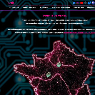 ça y est, la carte interactive des points de vente est en ligne sur notre site internet 🙂 👉 www.shpunkrunner2066.com Un immense MERCI à notre super webmaster @nicolas_dubut 🏆🎉qui nous met à jour régulièrement tout l'ensemble du site, avec toujours plein de p'tites demandes particulières de ma part ^^. Vous pourrez donc aller la consulter dans la rubrique "Boutique à Shpunk : points de vente" 🙂 Il n'y a pour l'instant que 2 points de vente, mais on espère bientôt de nombreux autres 🙂