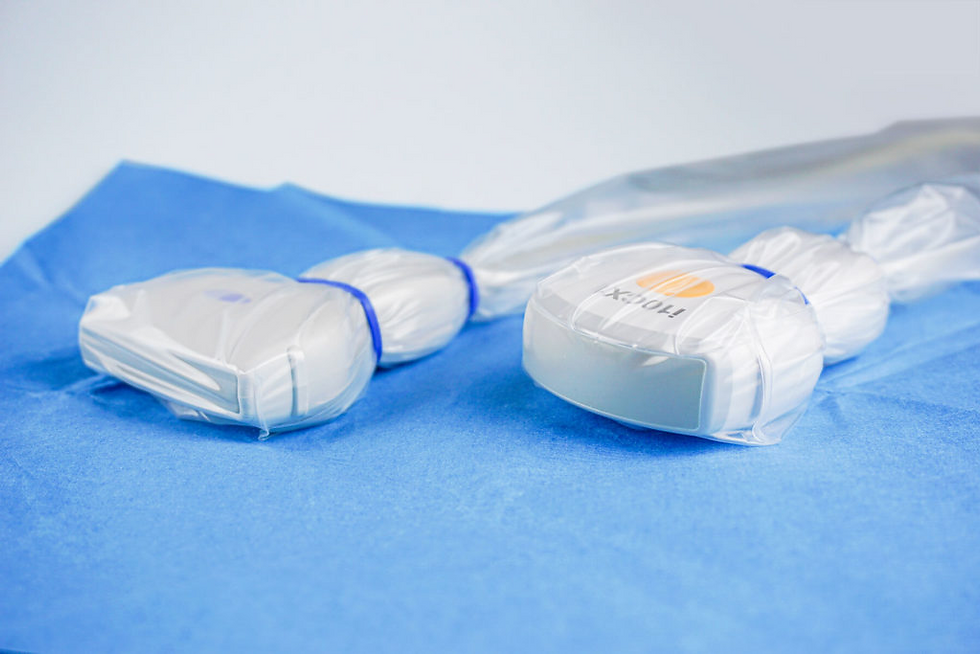 Ultrasound Probe covered with ultrasound probe cover