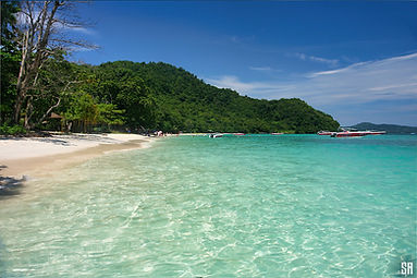 View of Long Beach from its western end in Coral island
