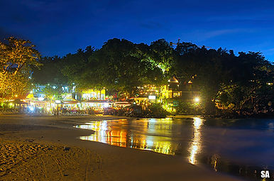 View of the southern end of Kata Beach at dusk