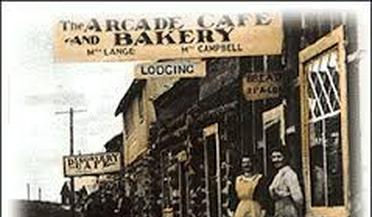 Women in front of bakery in California 1840s