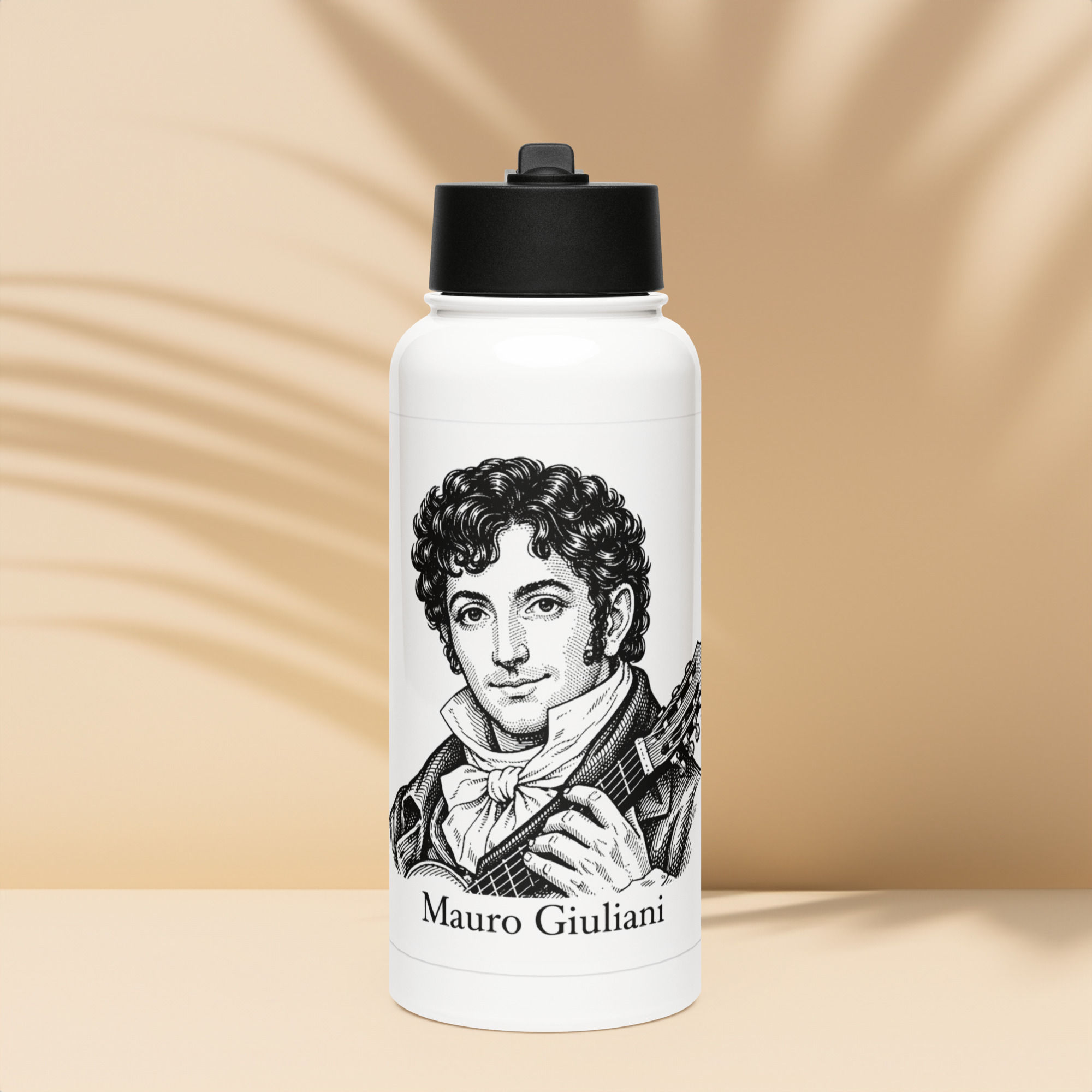 Stainless steel water bottle with a straw lid