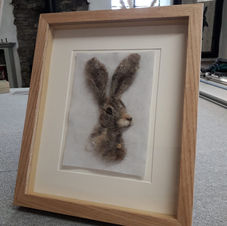 Felted hare in oak frame