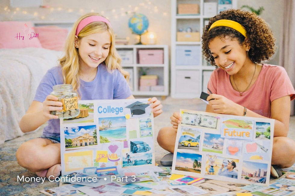 Dreaming big starts with believing in yourself. Learning how money supports goals like college, travel, and future dreams helps girls turn vision into confidence.