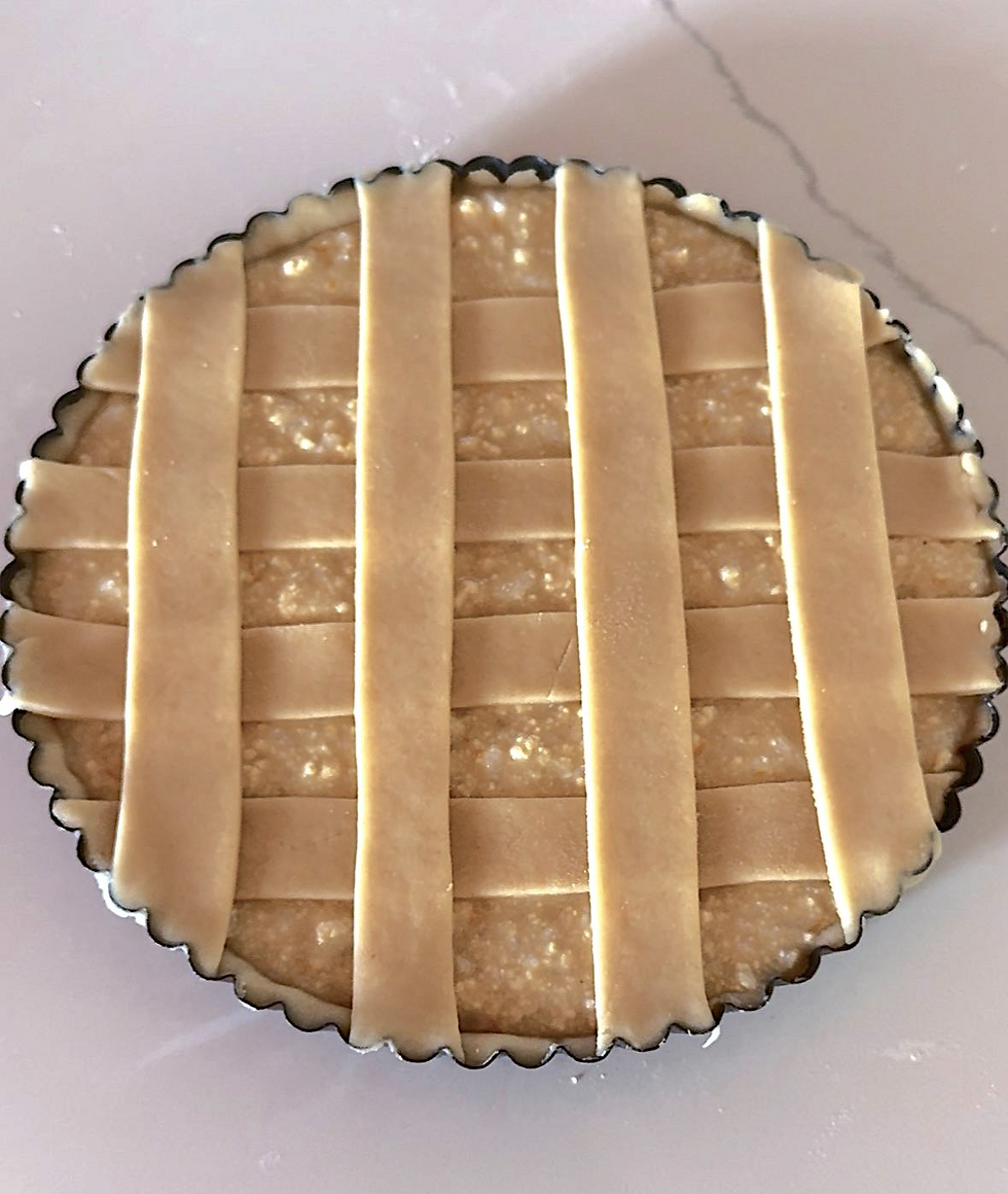 This image shows how the pie crust is layered on top.