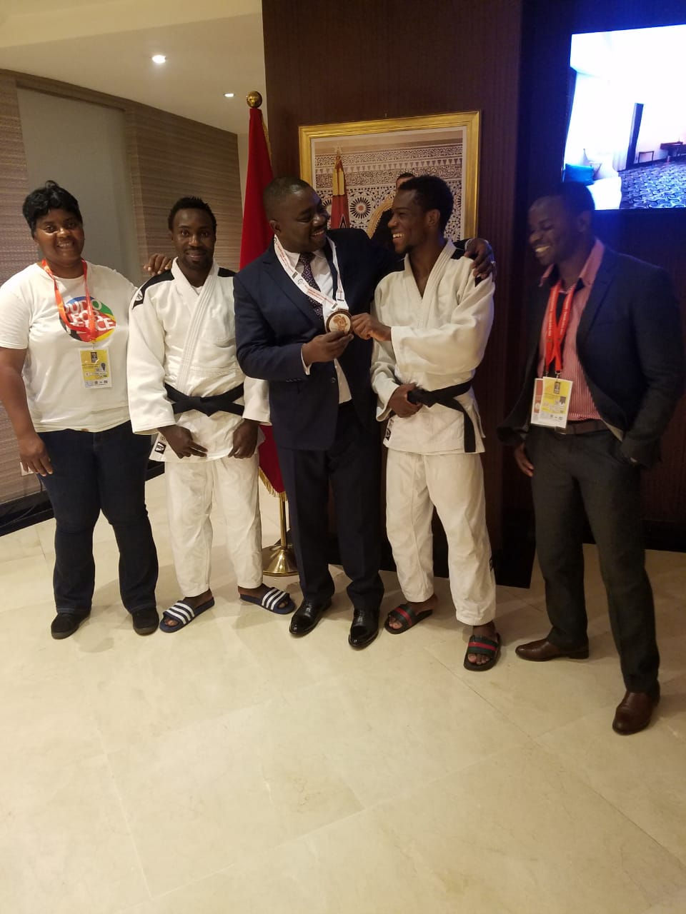 Judo Association of Zambia Vice President pictured with Simon,  Steven , Alfred Foloko and Coach Punza
