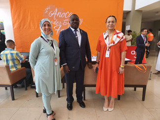 Zambia delegation led by President Alfred Foloko (centre) with NOCZ Vice President Hazel Kennedy (right) and NOCZ Gender Equity Commission Chairperson Susanna Dakik