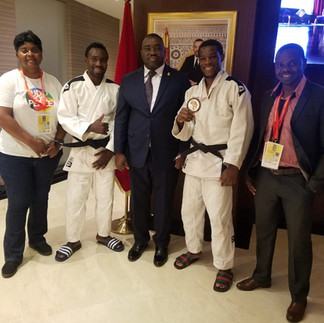 Judo Association of Zambia Vice President pictured with Simon,  Steven , Alfred Foloko and Coach Punza