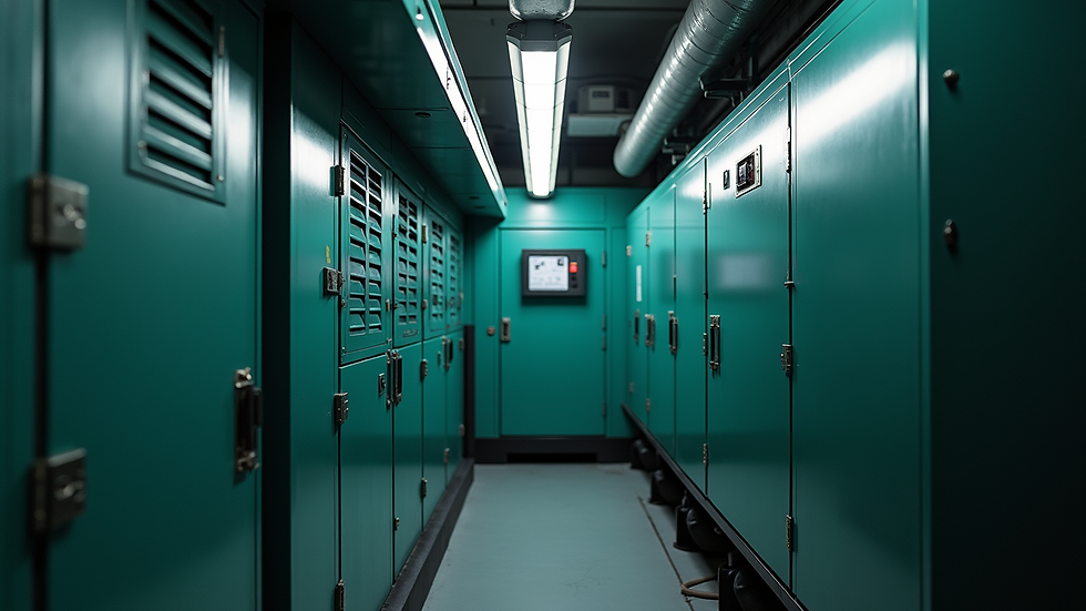 Eye-level view of diesel generator fuel tank and control panel