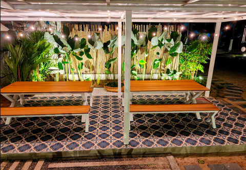 open air dining area for small events & gatherings at ETHER Beachfront