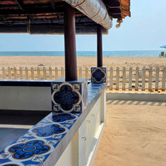 Verandah of the west building that houses the plunge pool rooms