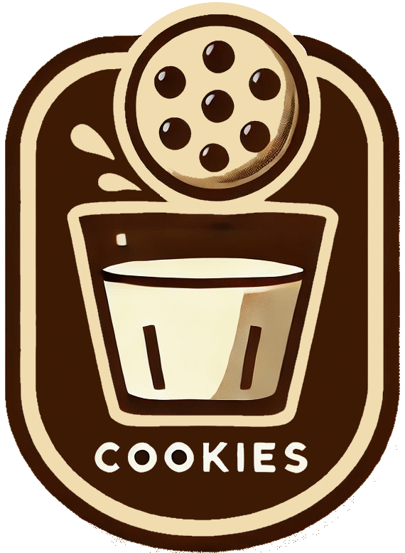 Vintage-inspirert cookies-ikon - en sjokoladekjeks som dyppes i melk, symboliserer informasjonskapsler på siden