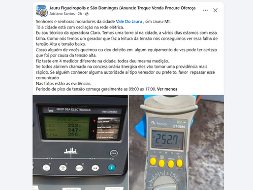 oscilação de energia em Jauru