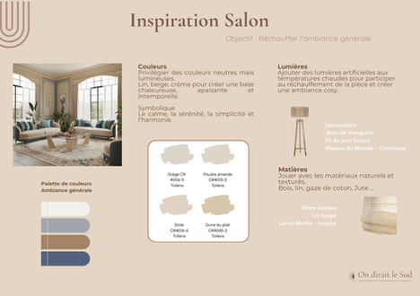 Planche d'inspiration Salon : Réchauffer l’ambiance générale