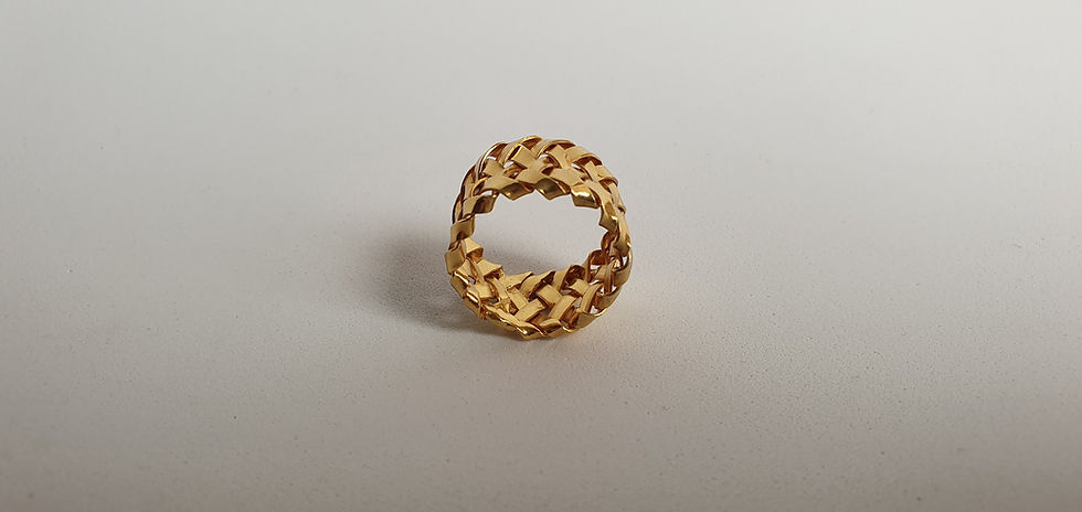 Miniatura: ARGOLLA TEJIDA VUELTIAA BAÑO EN ORO BRILLANTE 2MM 6CM