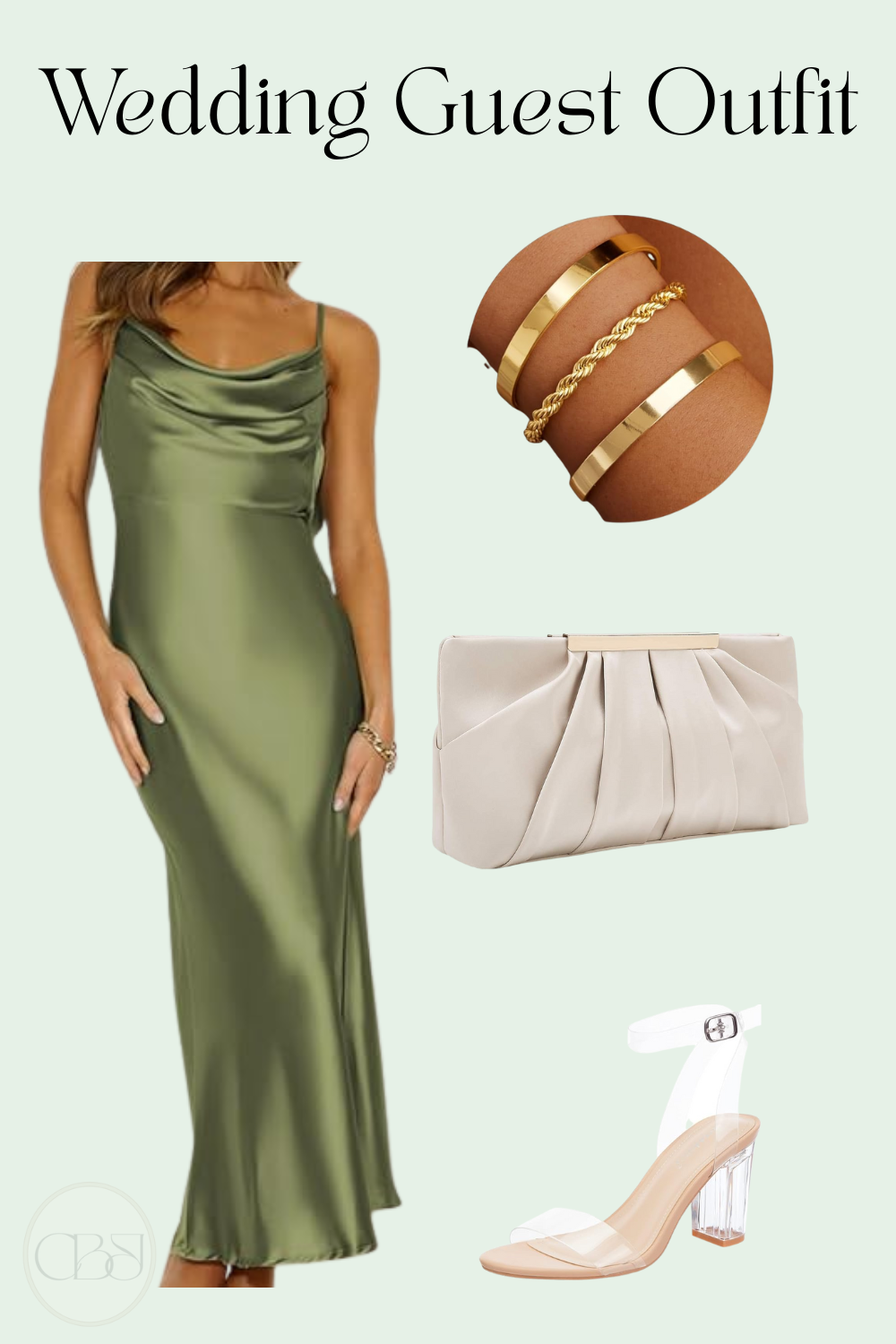 Elegant Wedding Guest Outfit in Sage Green