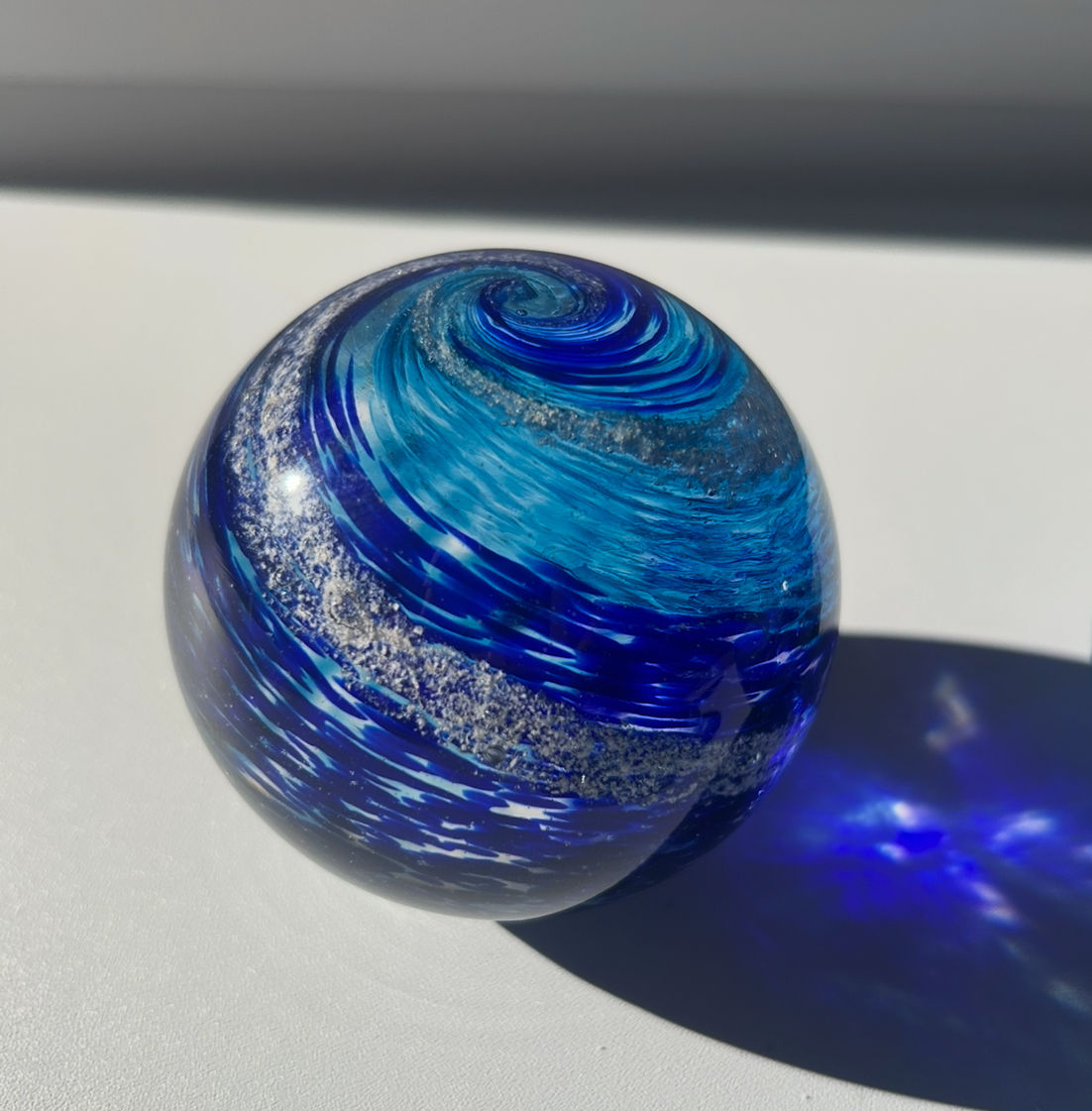 Memorial glass, two tone memorial, ashes in glass, ashes keepsake, cremation urn