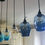 Thumbnail: Glass pendant light 9" L in aqua, smokey blue or clear / Pendant