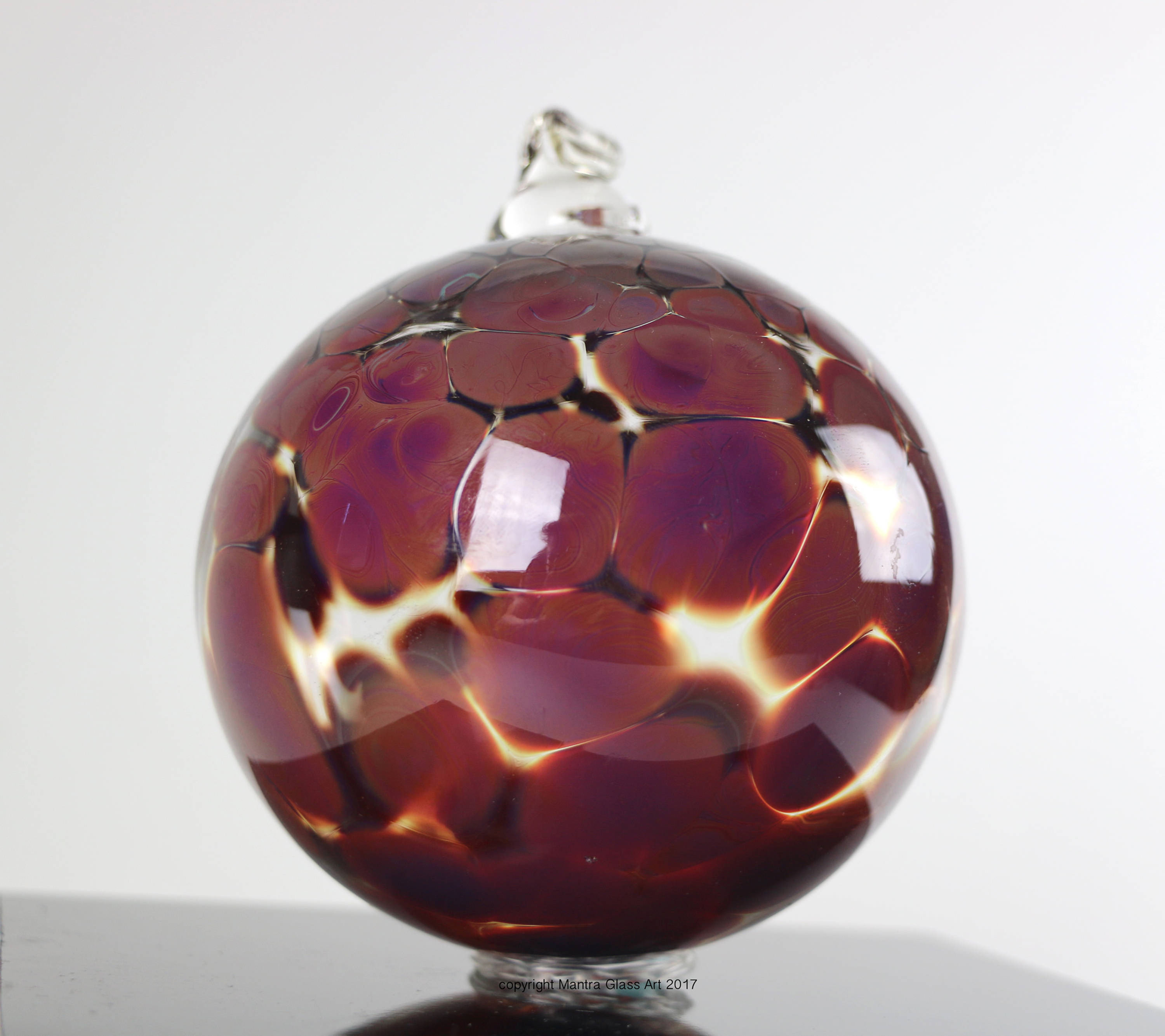 Multicolor ornament, glass ornament burgundy color design, glass suncatcher