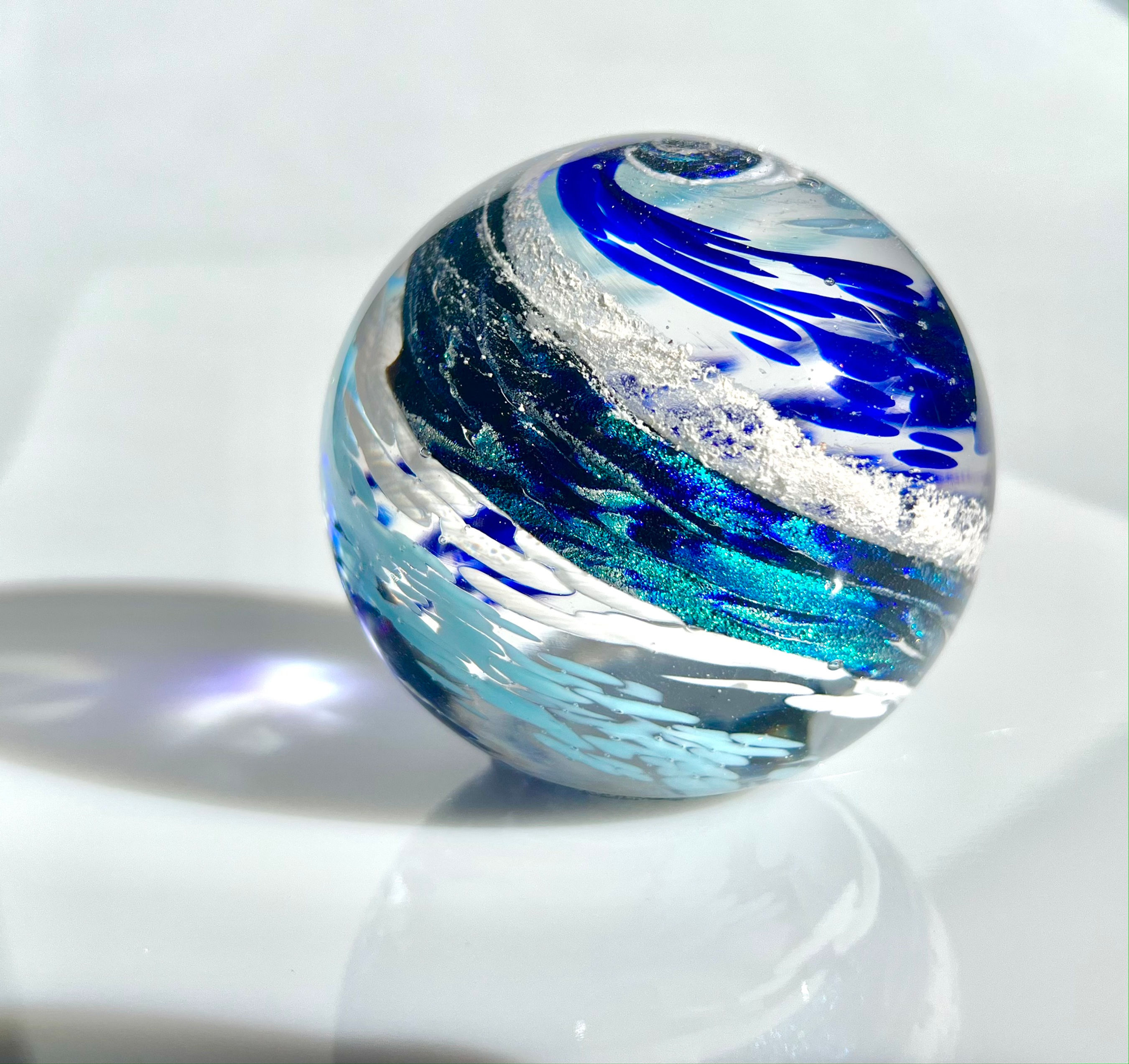 Ashes in glass tie dye orb, memorial glass orb ashes in glass keepsakes