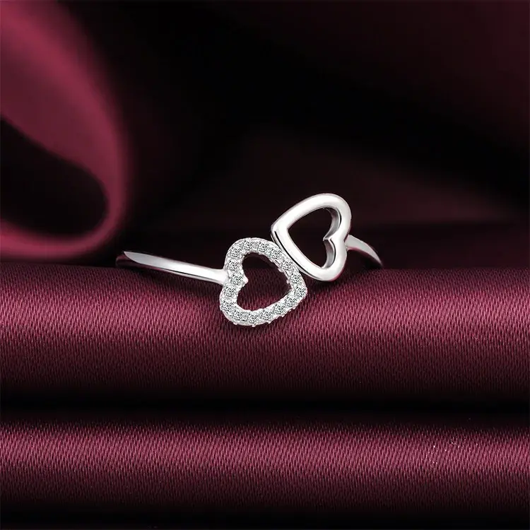 Miniatura: Heart Open Ring 925 Silver Adjustable Rings Jewelry Valentines Day