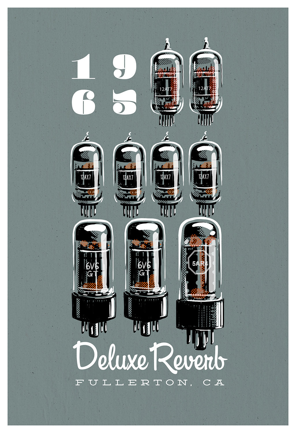 Deluxe Reverb Fullerton tube amp poster