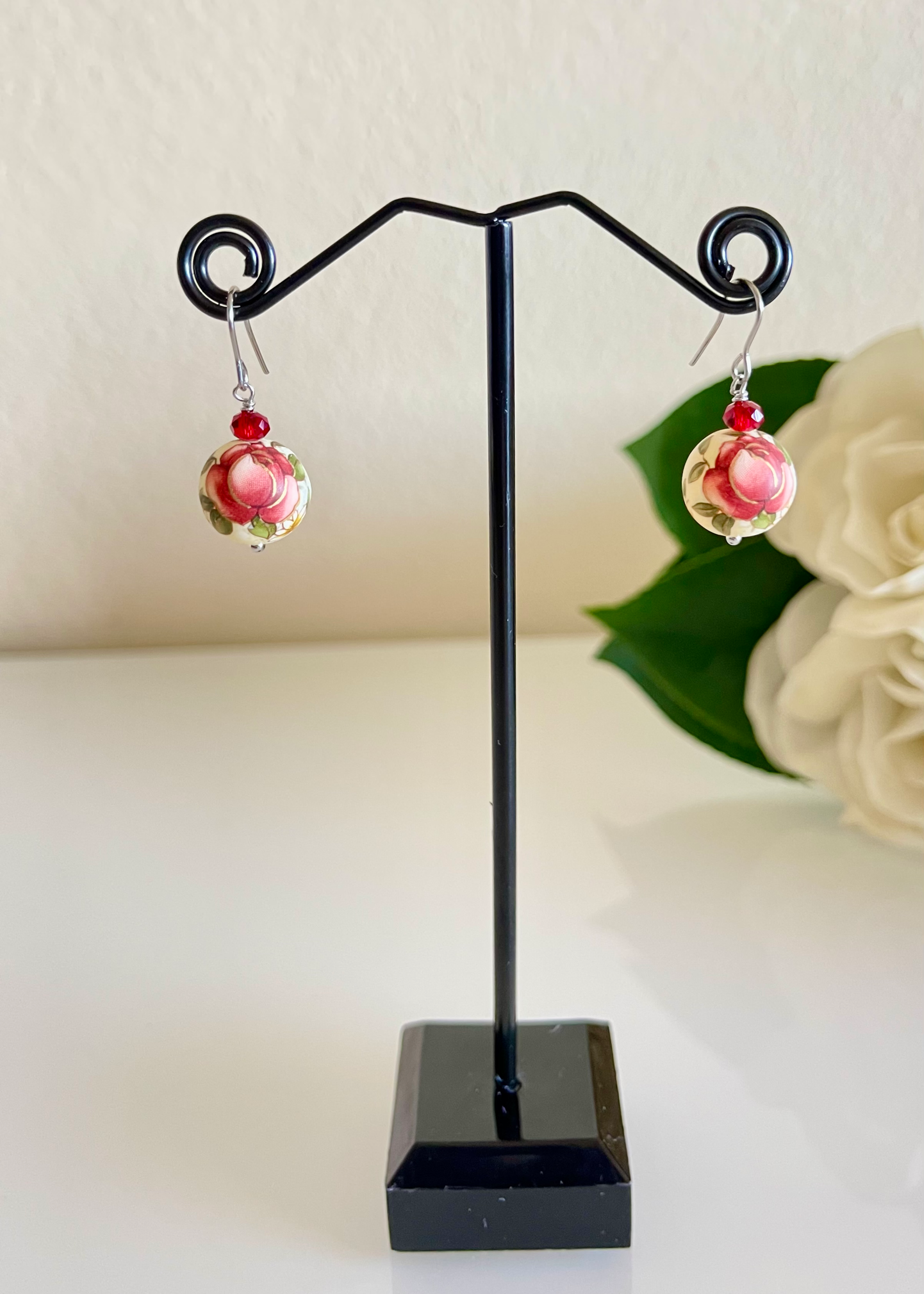 Japanese tensha beads earrings with surgical stainless hooks