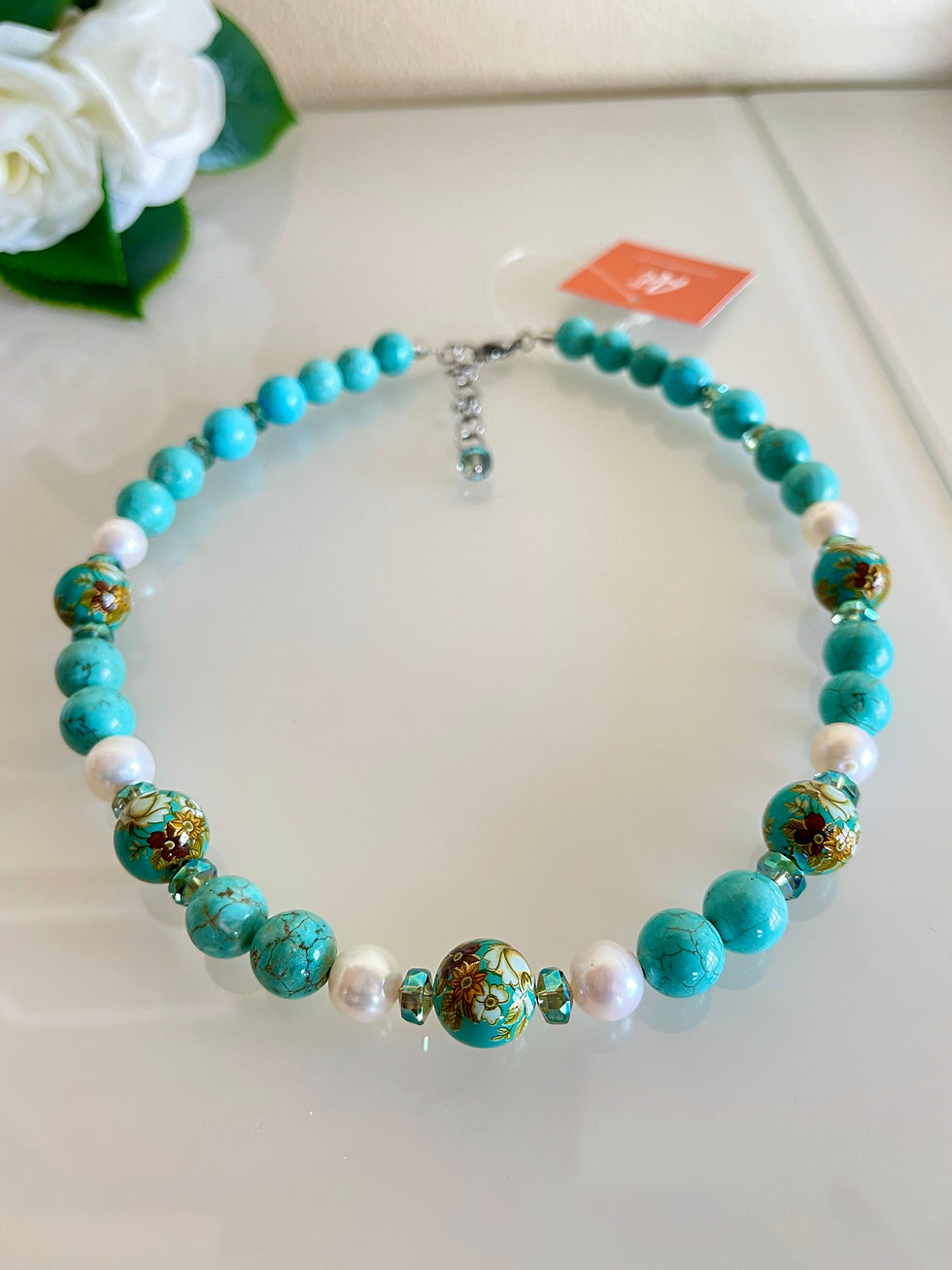Thumbnail: Howlite earrings with sterling silver hooks