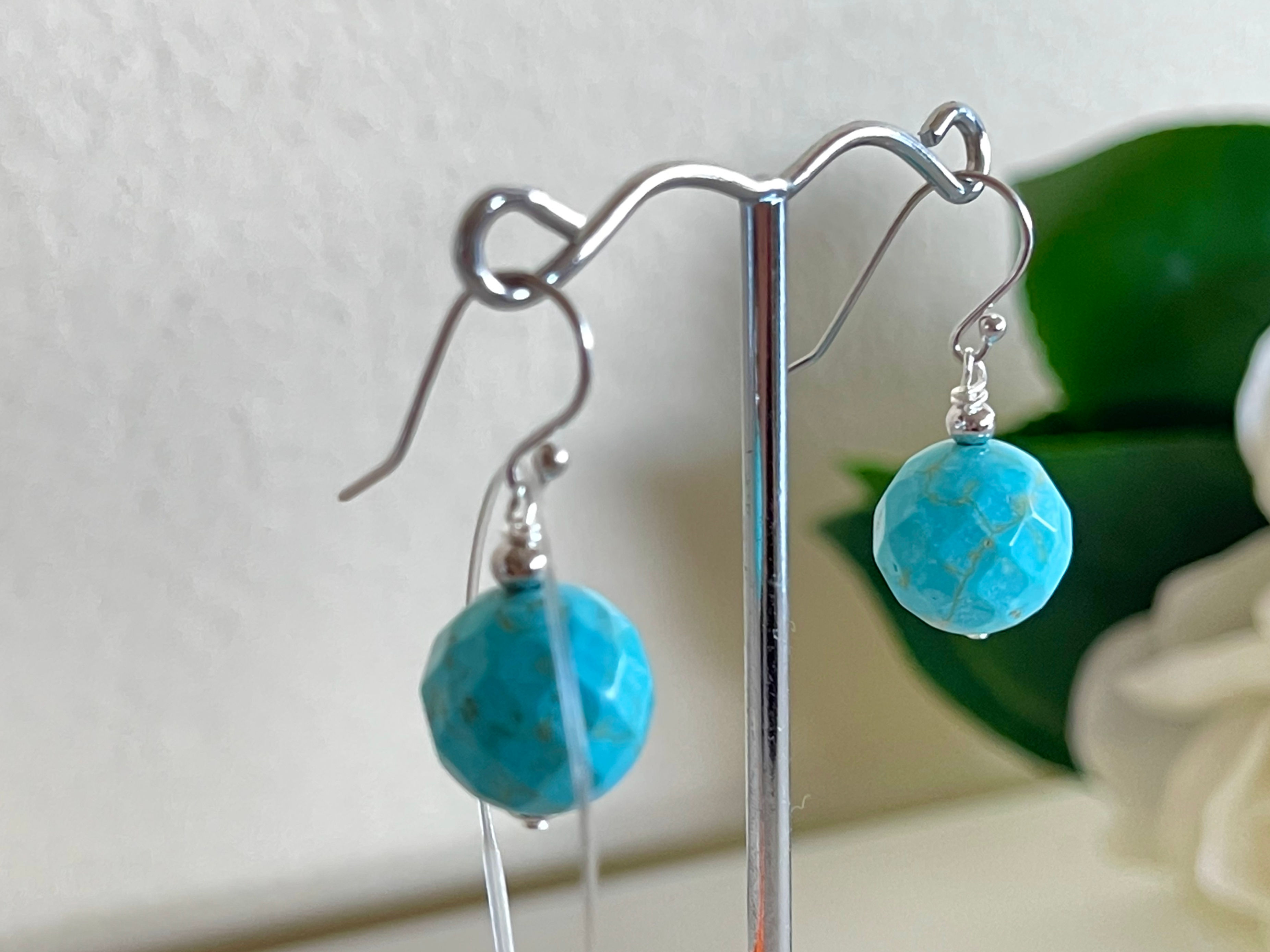 Howlite pierced earrings with sterling silver settings