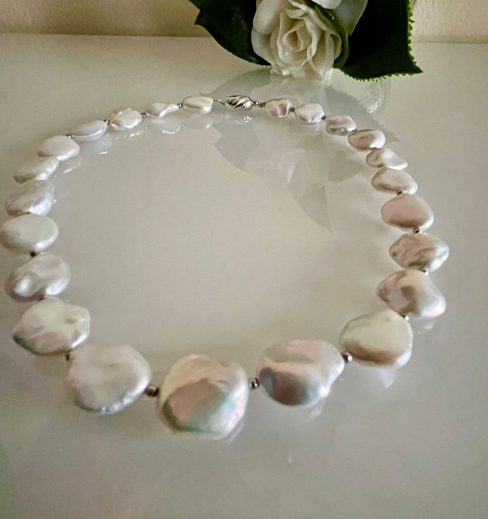 Thumbnail: Silver 925 Natural freshwater coin shape pearl necklace