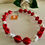 Thumbnail: Natural freshwater baroque pearl and red acrylic beads necklace