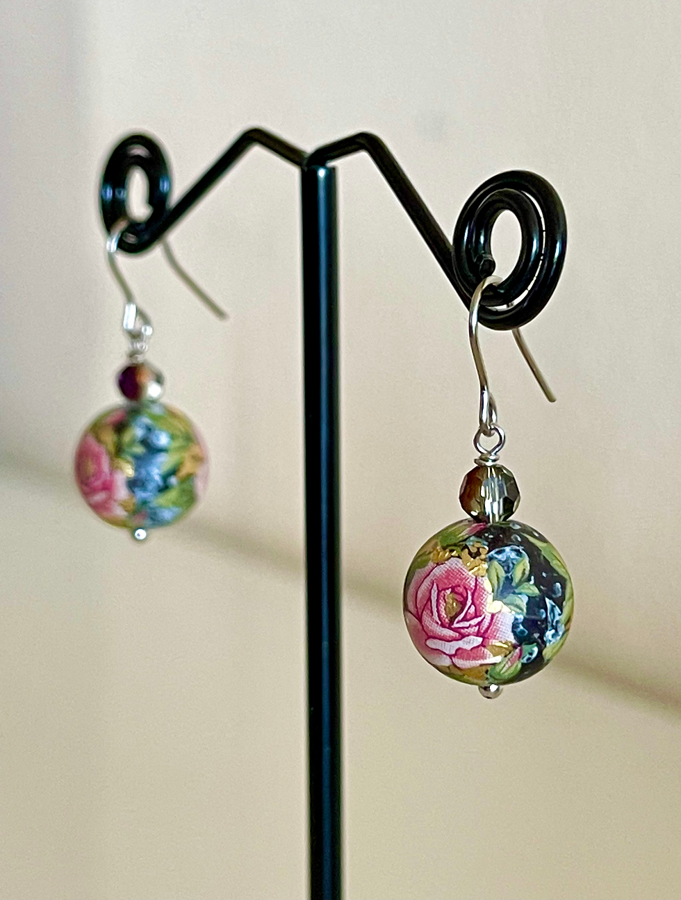 Thumbnail: Japanese tensha beads earrings with surgical stainless hooks