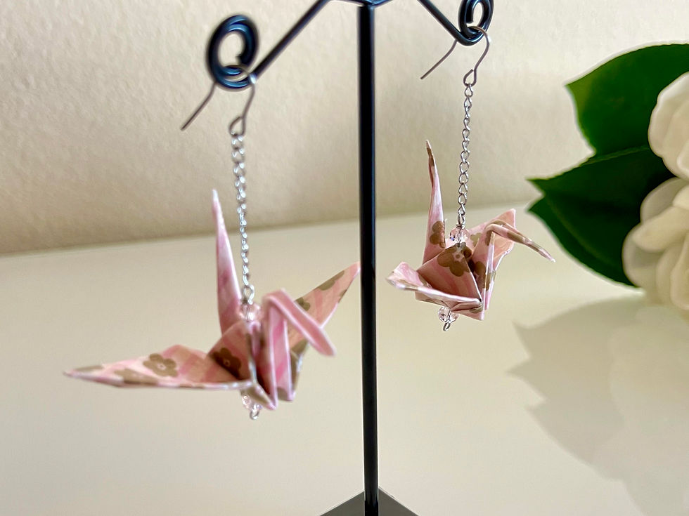Thumbnail: Origami cranes pierced earrings with surgical stainless hooks handmade