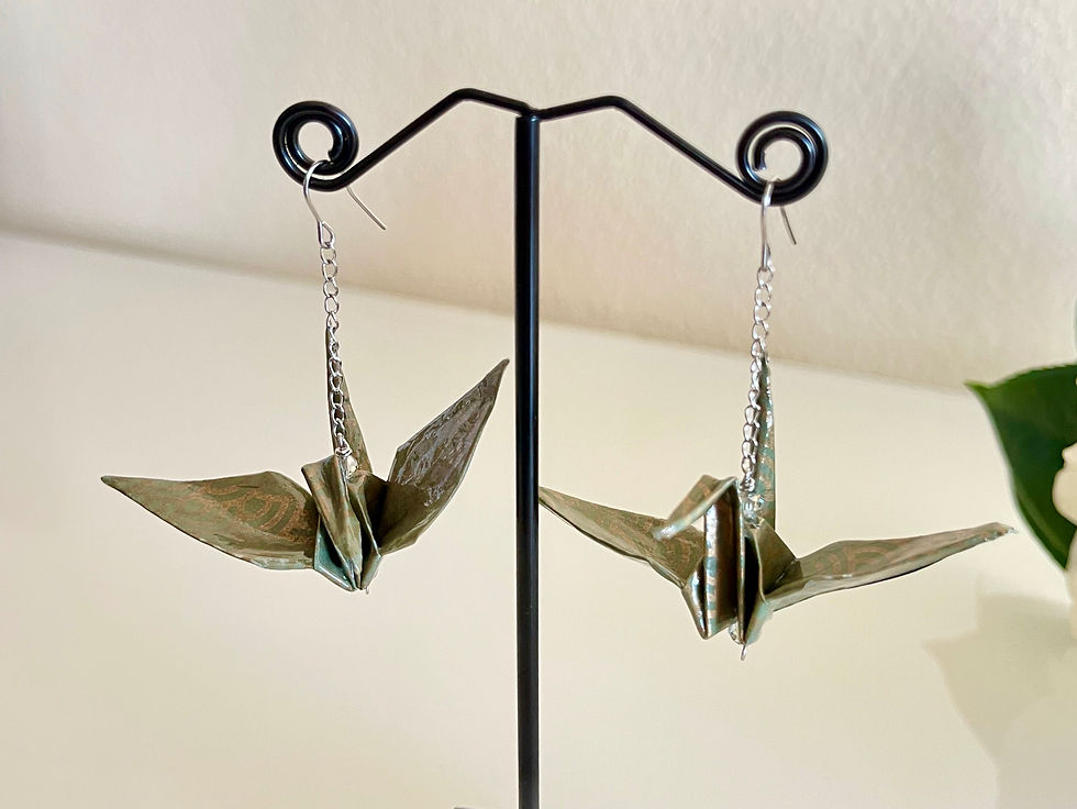 Thumbnail: Origami cranes pierced earrings with surgical stainless hooks handmade