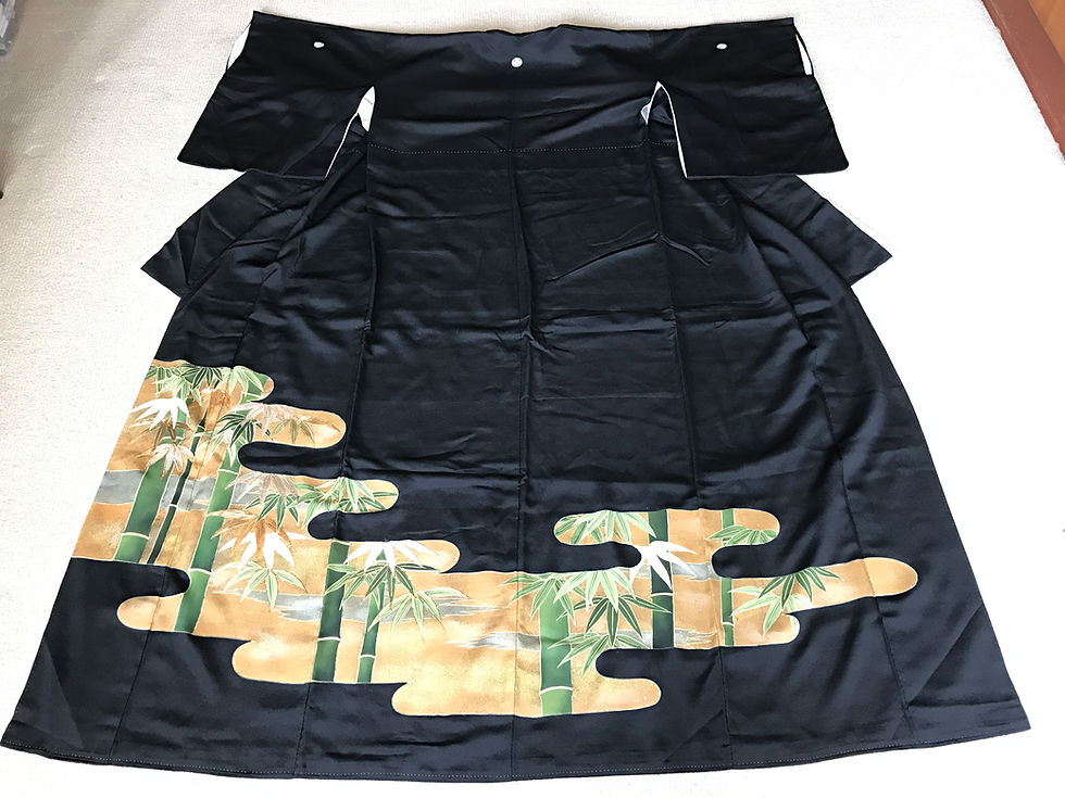 Thumbnail: Vintage formal (black tie) party Japanese Kimono “Tomesode” silk fabric