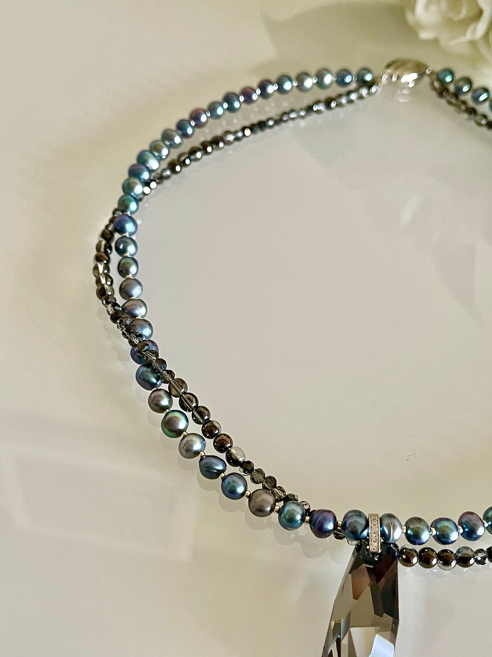 Thumbnail: Silver 925 Swarovski pendant necklace with freshwater pearl crystal glass