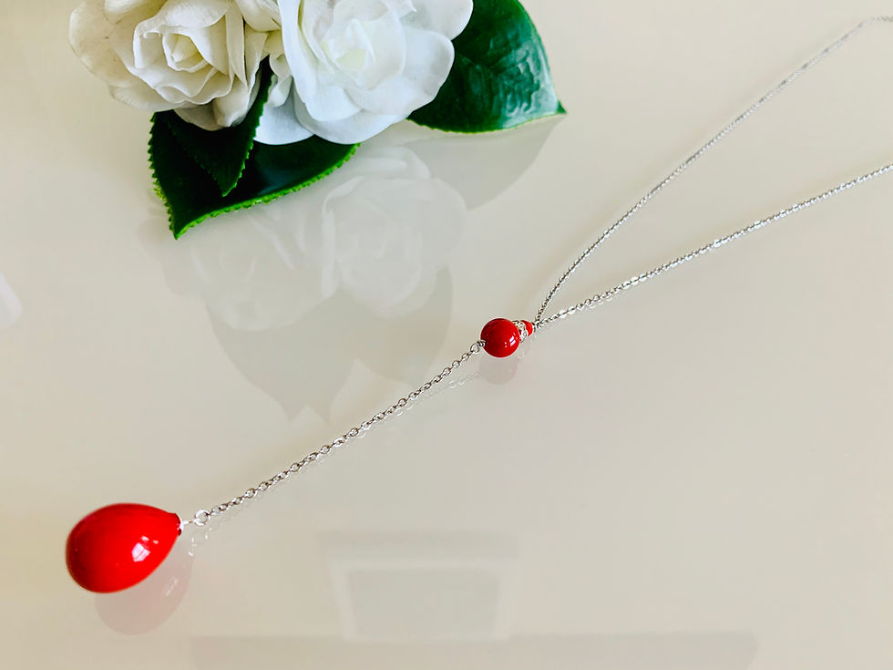 Thumbnail: Red shell pearl Y chain necklace