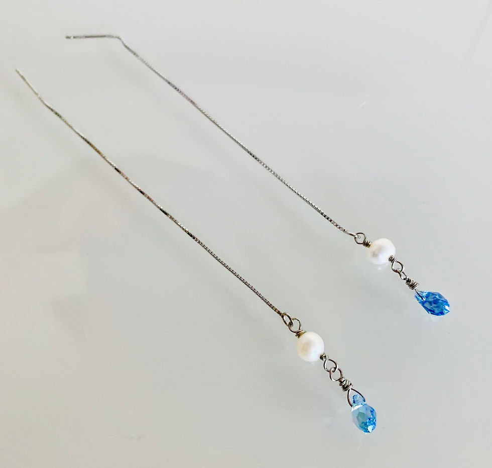 Thumbnail: Silver 925 Swarovski crystal and freshwater pearl pierced earrings