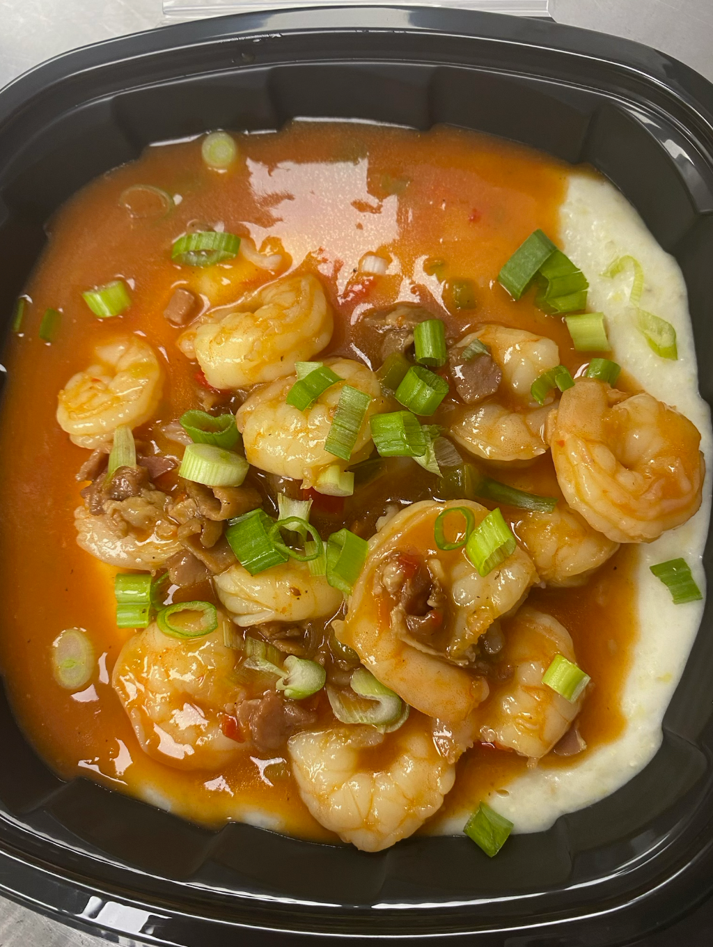 Shrimp with Bacon and Tomato Gravy