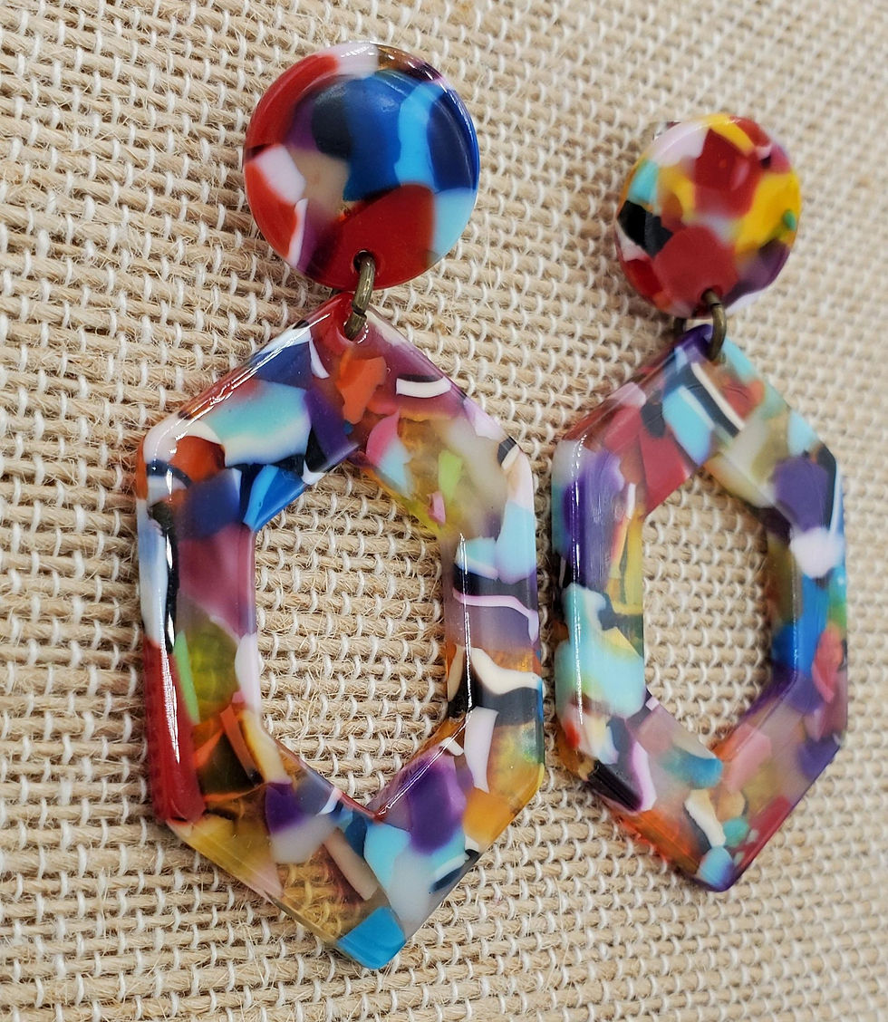 Thumbnail: Hexagon Colorburst Earrings