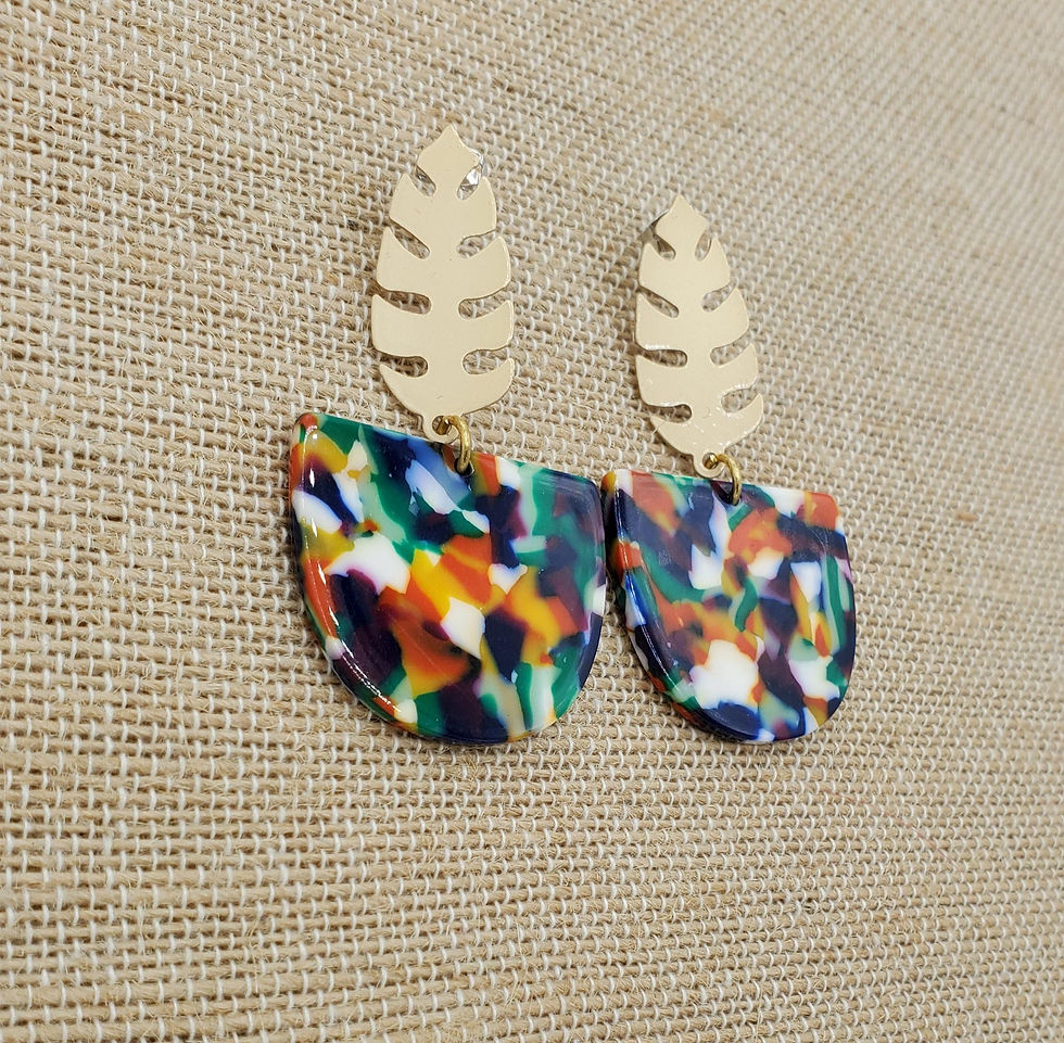 Thumbnail: Taste the Tropics Gold Leaf & Colorburst Resin Earrings