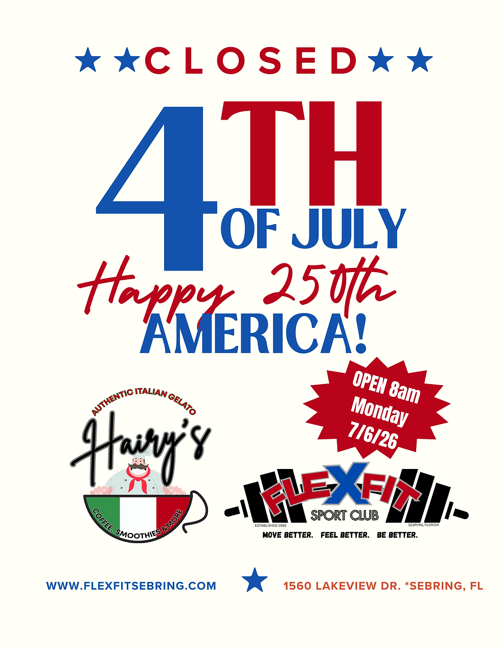 Friday, JULY 4th - Happy 250th Birthday AMERICA!