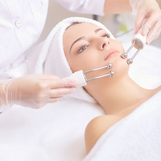 Model having micro current facial sample photo