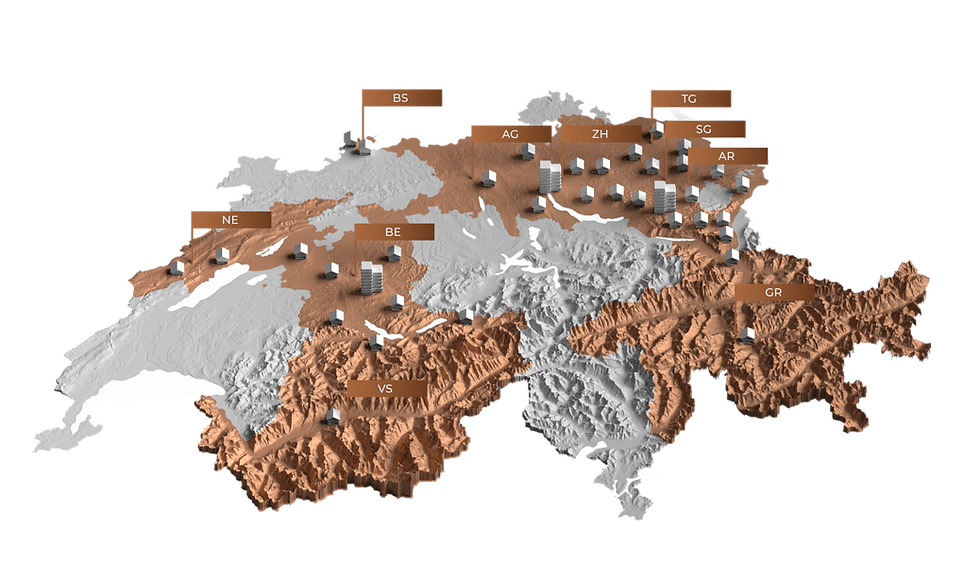 Schweizer Karte mit Projektübersicht der AREVO