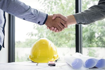 concrete construction handshake